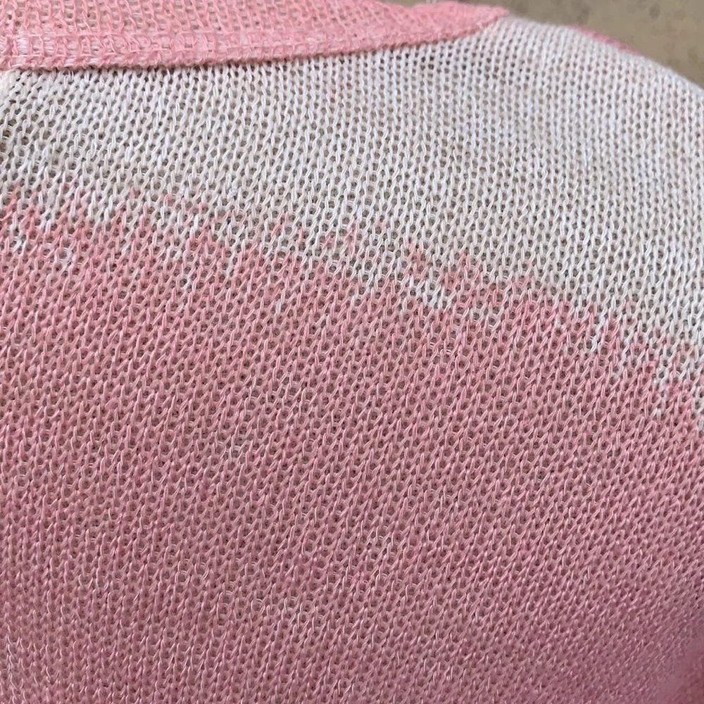❌DONATED❌Pink Oatmeal Striped One Side Cold Shoulder Tunic Top - Picture 7 of 11